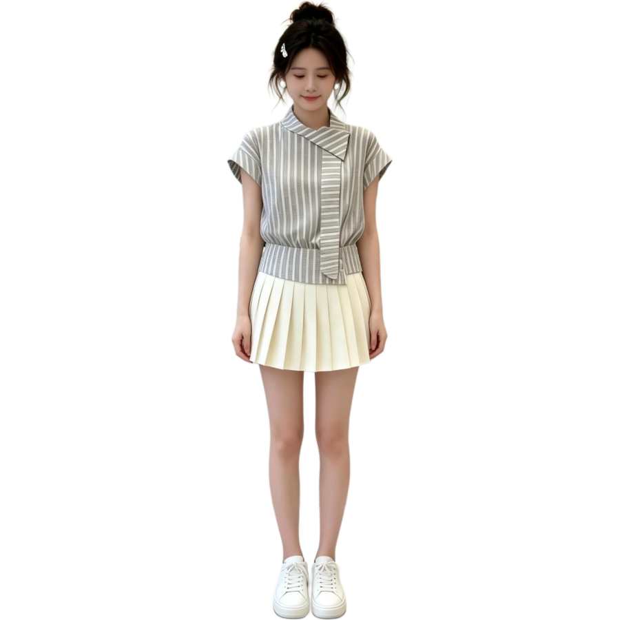 Cotton Gene Two Piece Skirt Sets Women's Moderate Short