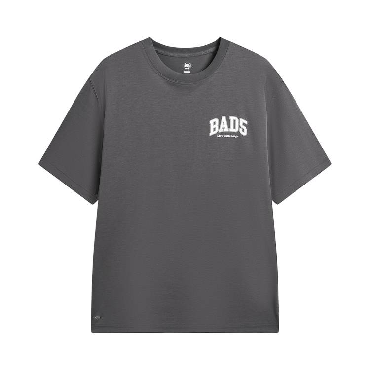 Li-Ning Li Ning BADFIVE T Shirts Men's Meteorite Gray Crew Neck Moderate