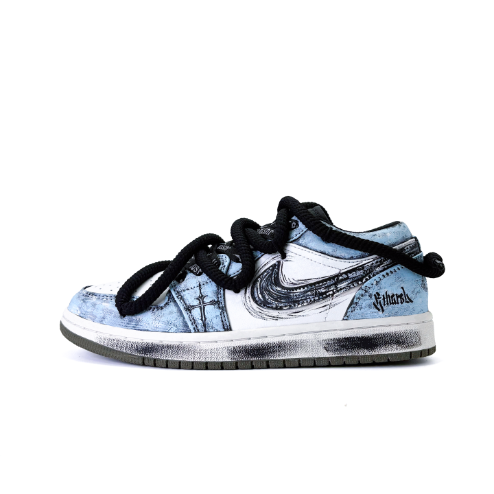 Jordan Jordan Air Jordan 1 Dreadlocks Blue Synthetic Leather, Leather Slip Resistant Abrasion Resistant Low top