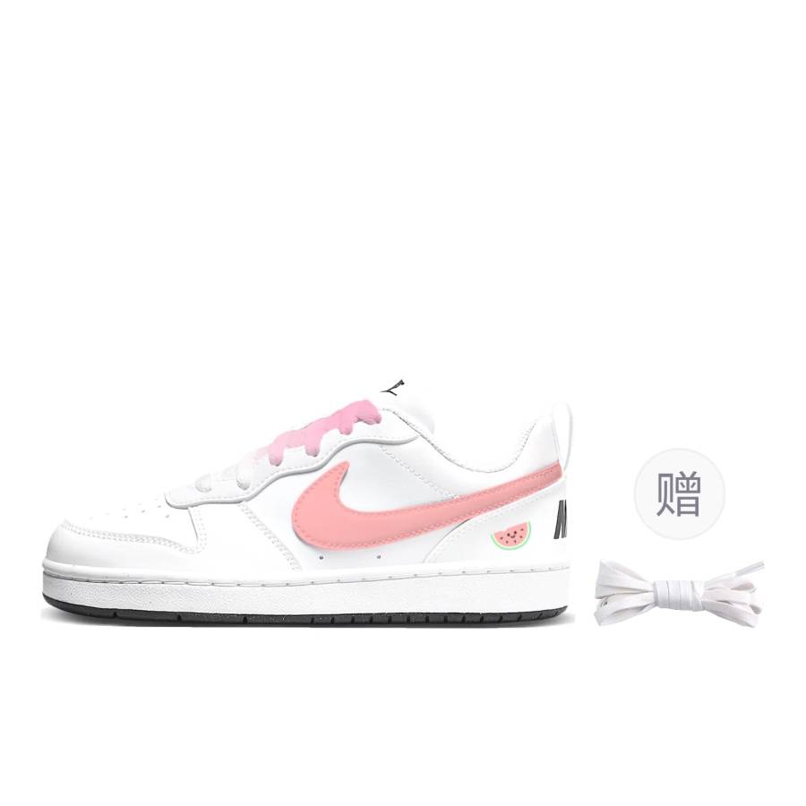 Nike Nike Court Borough Red Pulp Low top Kids' Skateboarding Shoes White Pink Teenagers