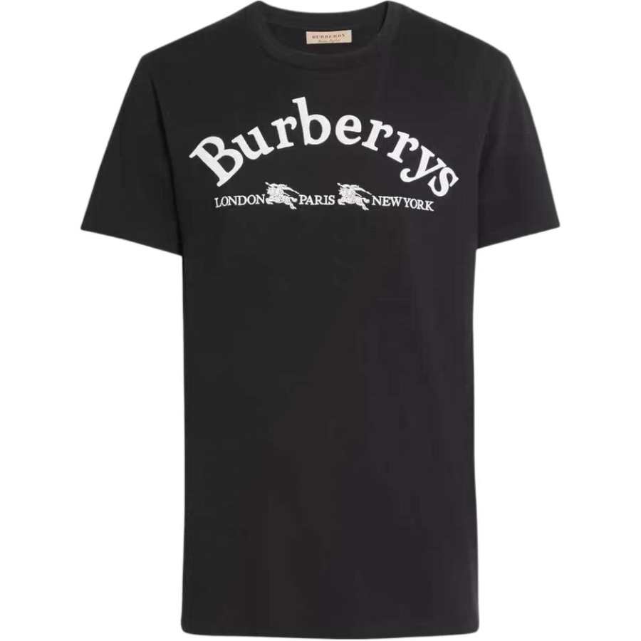 Burberry T Shirts Men's Black Crew Neck Moderate Straight Fit