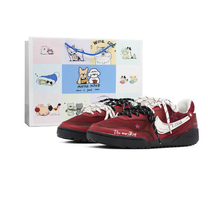Nike Nike Terra Manta Textile, Leather Slip Resistant Low top Skateboard Shoes Men's Red
