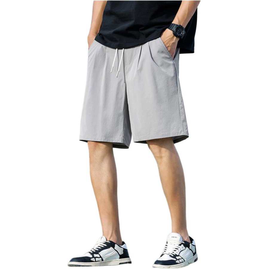 Tonlion Casual Shorts Unisex Light Gray Thin
