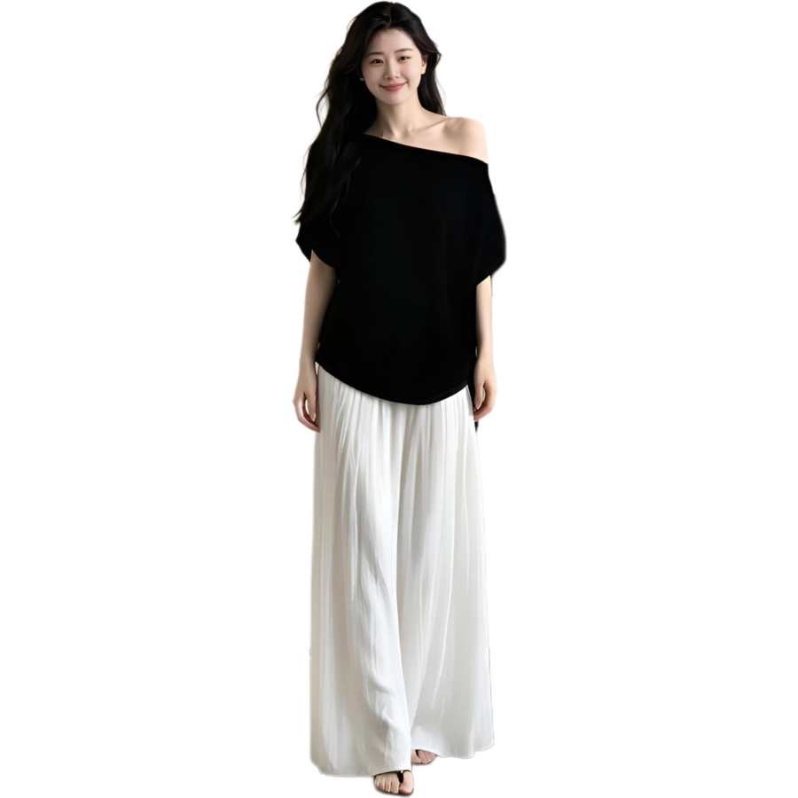 Cotton Gene Two Piece Skirt Sets Women's Asymmetrical Collar Moderate Long
