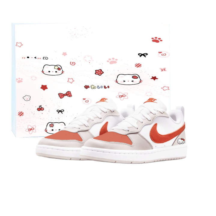 Nike Nike Court Borough Pavo Cushioning Abrasion Resistant Lightweight Low top Skateboard Shoes Women's White Red