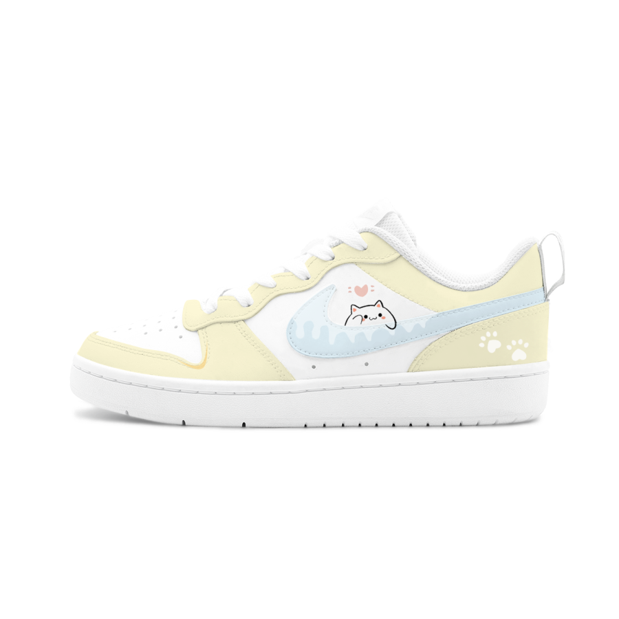 Nike Nike Court Borough Treading On Flowers, Sweet Cat Jelly Slip Resistant Low top Kids' Skateboarding Shoes Yellow Blue