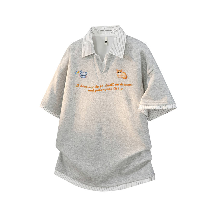 PAL ONGACO Polo Shirts Unisex Lapel Moderate Mock Two Piece