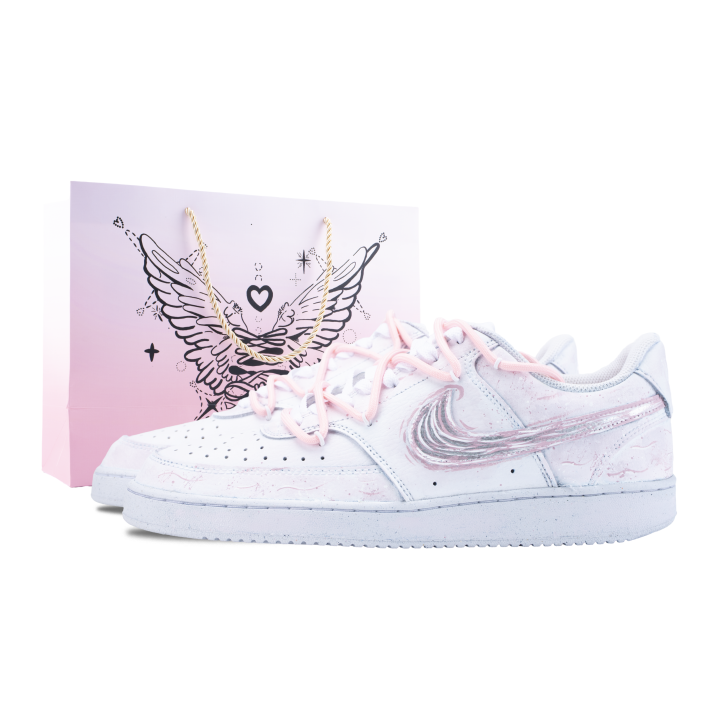 Nike Nike Court Vision 1 Pink Mist Cloud Scenery Abrasion Resistant Slip Resistant Low top Skateboard Shoes Unisex