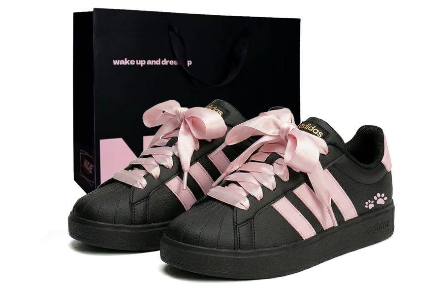 Adidas Adidas Street Talk Cushioning Coverage Abrasion Resistant Low top Skateboard Shoes Women's Black Pink