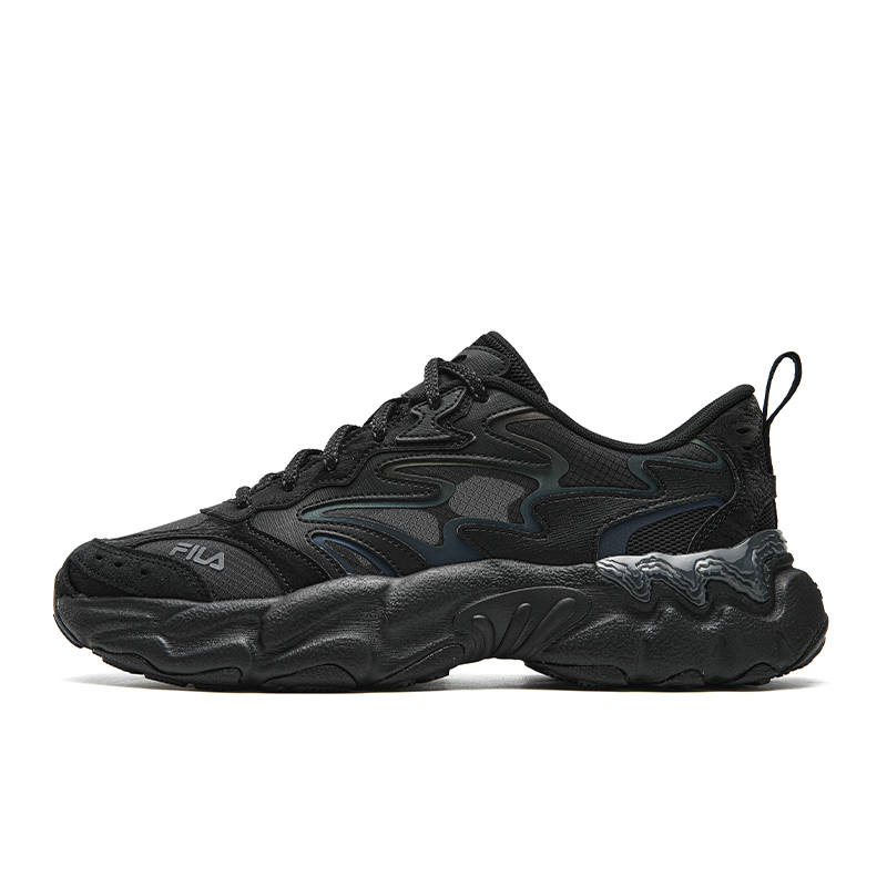 FILA FERN Cushioning Abrasion Resistant Breathable Lightweight Low top Chunky Sneakers Men's Black/Castle Gray