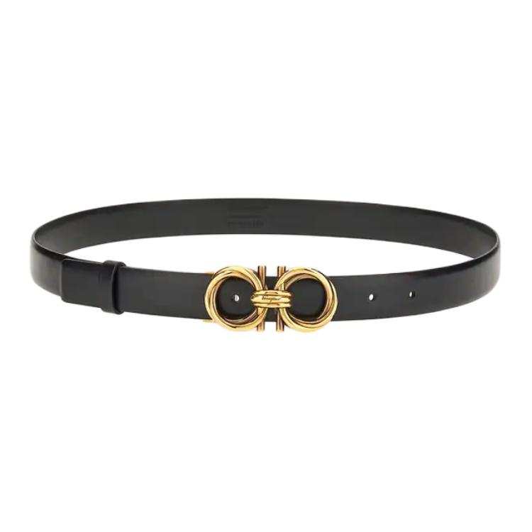 Ferragamo FERRAGAMO Calfskin Leather Belts Women's Black Width 2.5cm