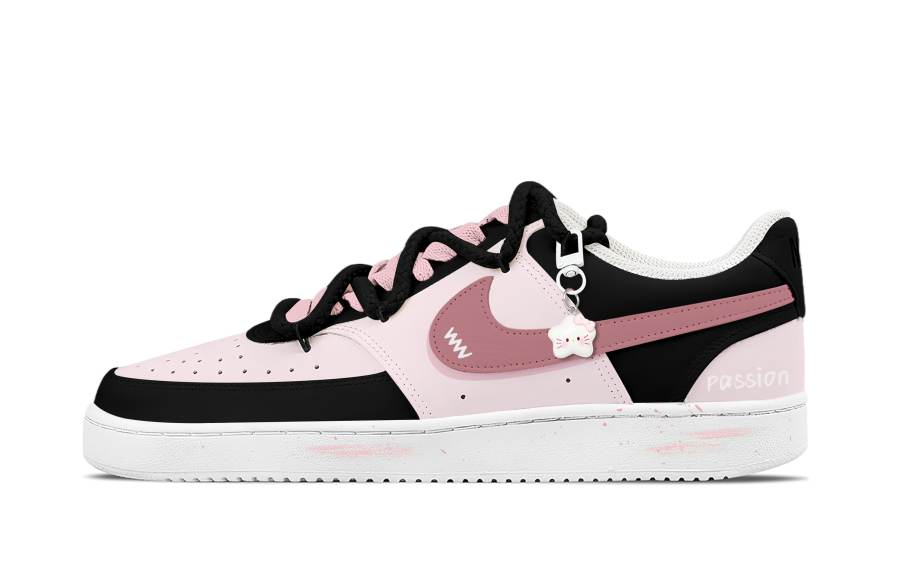 Nike Nike Court Vision 1 Black Pink Sweet Order Abrasion Resistant Low top Skateboard Shoes Unisex Black