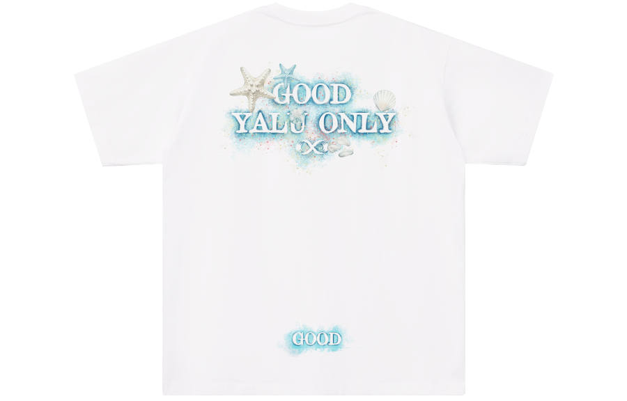 YALU T Shirts Unisex White Crew Neck Moderate Straight Fit