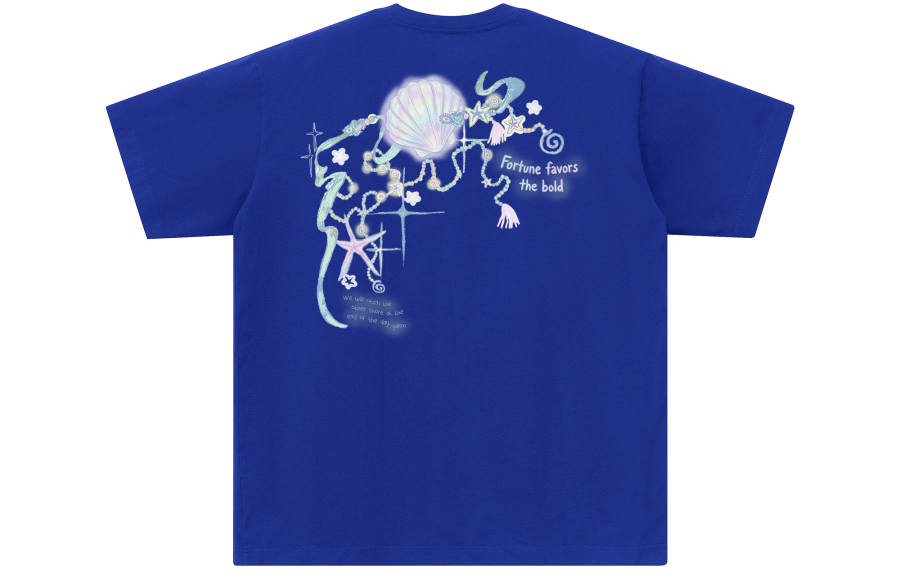 YALU T Shirts Unisex Klein Blue Crew Neck Moderate Straight Fit