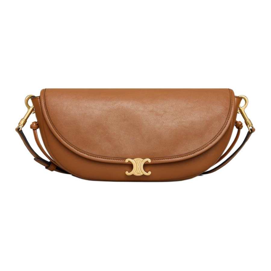 CELINE Triomphe Sheepskin Shoulder Bag Small Women's Light Brown
