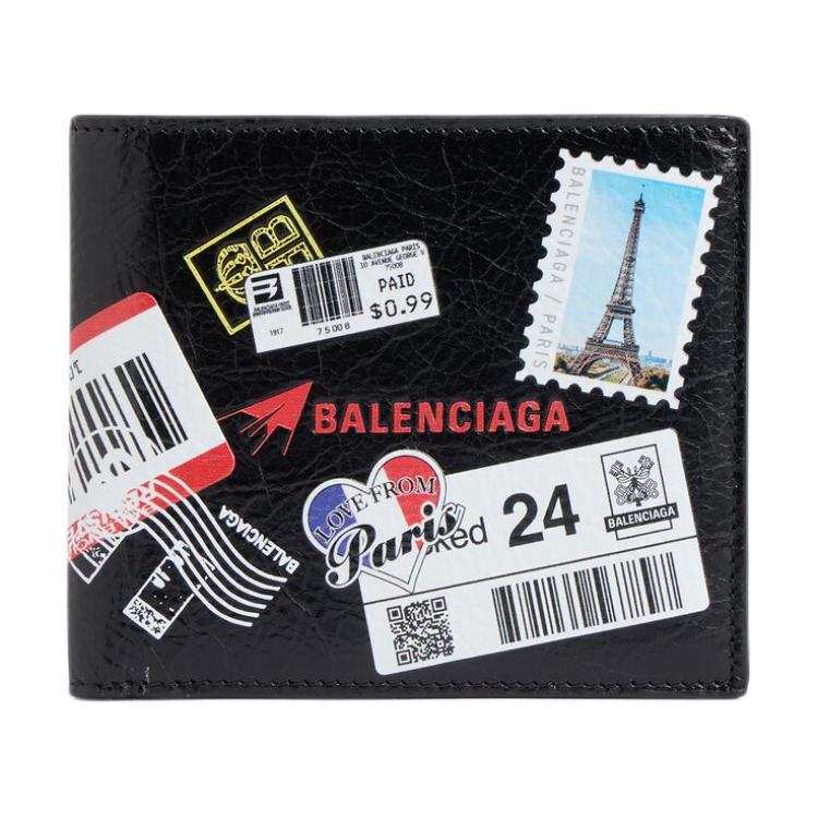 Balenciaga Arena Sheepskin Wallet Men's Black