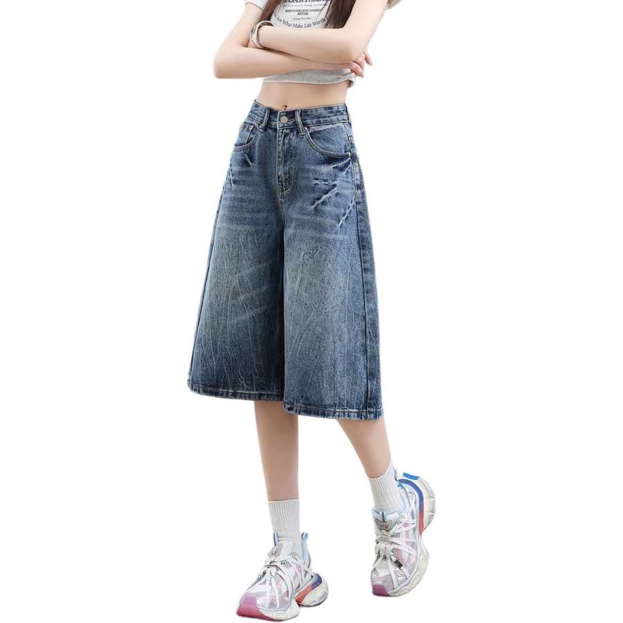 BALENO Denim Shorts Women's Vintage Blue Moderate Distressed