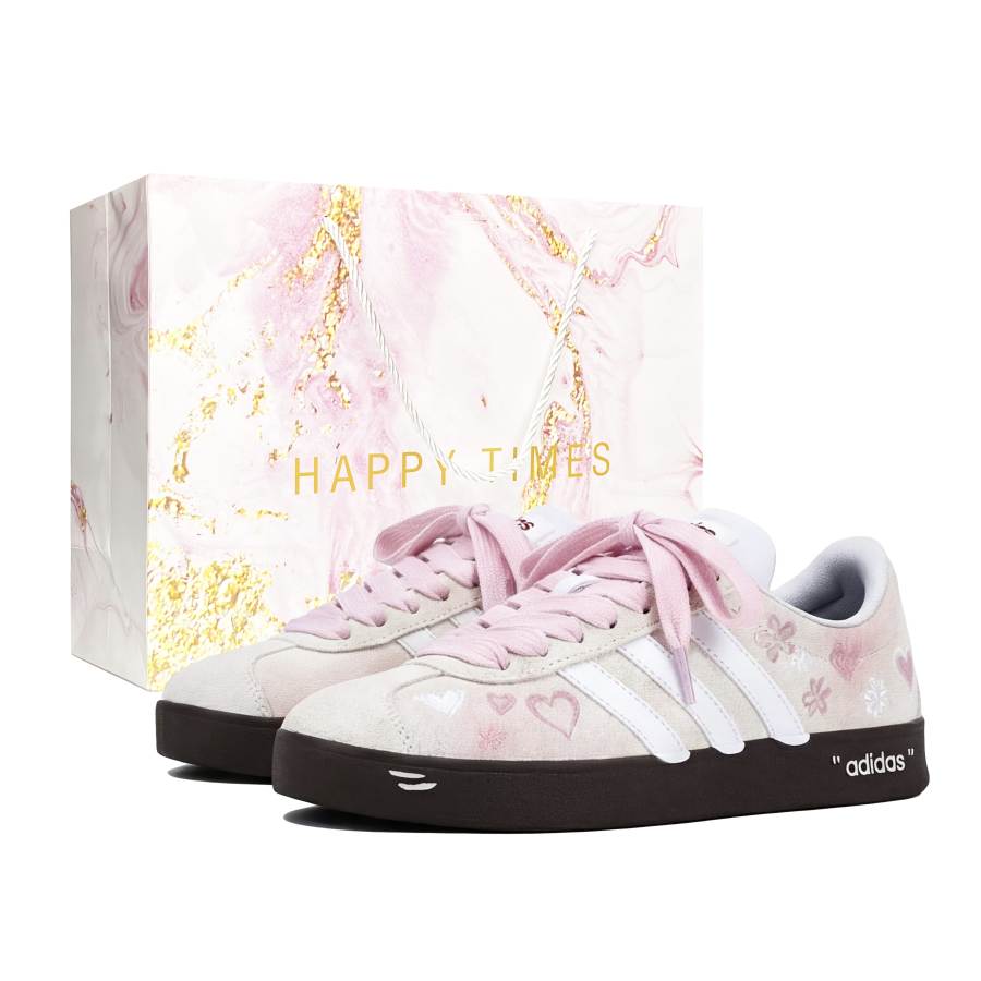 Adidas Adidas VL COURT 2.0 Special Shopping Bag Lightweight Low top Skateboard Shoes Unisex White Pink