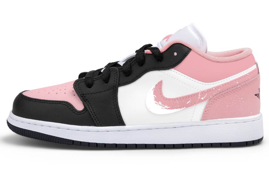 Jordan Jordan Air Jordan 1 Black Pink Drizzle Children's Basketball Shoes White Pink Teenagers
