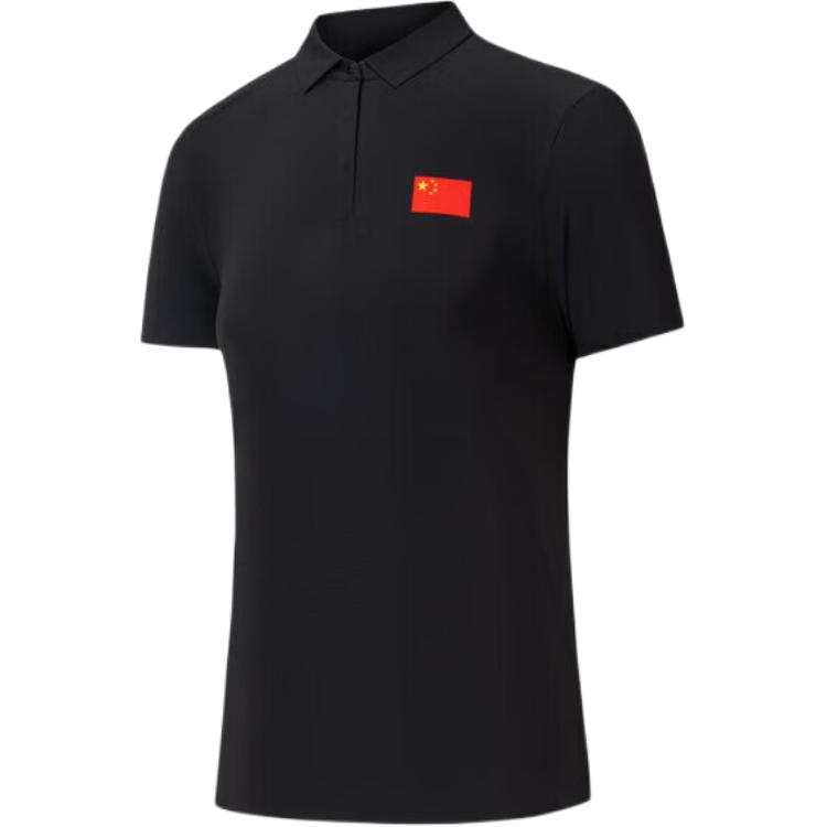 ANTA Polo Shirts Women's Black Polo Collar Moderate Straight Fit