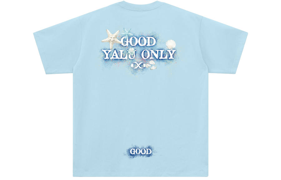 YALU T Shirts Unisex Misty Blue Crew Neck Moderate Straight Fit