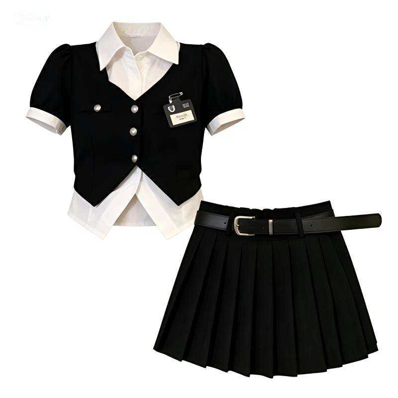 DUSHE Women's Apparel Shirt Pleated Skirt Set Women's