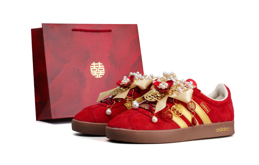 Adidas Adidas Vl Court Classic Cushioning Coverage Slip Resistant Low top Casual Skate Shoes Unisex Gold Red