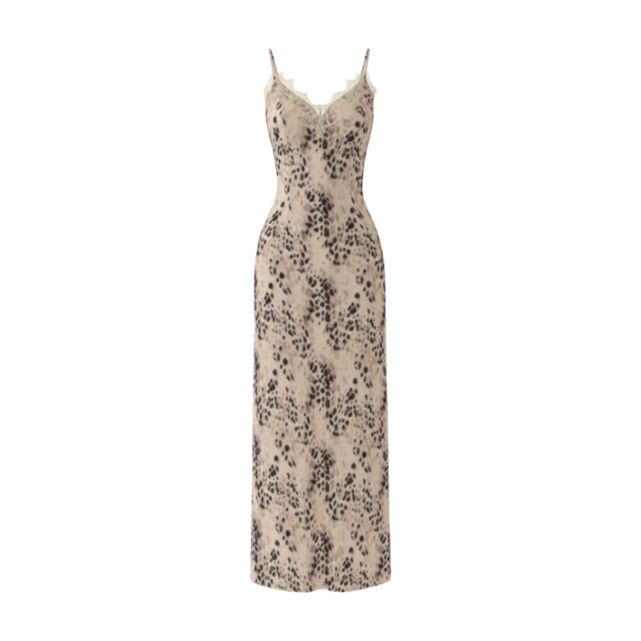 MTHE Slip Dresses Women's Leopard Print V Neck Thin