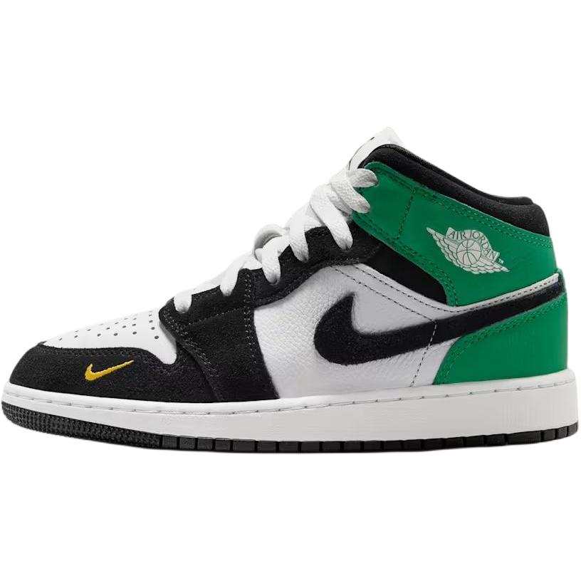 Jordan Jordan Air Jordan 1 Mid top Basketball Shoes White Black Green Unisex