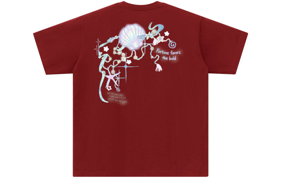 YALU T Shirts Unisex Burgundy Crew Neck Moderate Straight Fit
