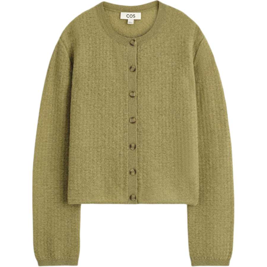 COS Sweaters Women's Green Crew Neck Moderate Cardigan