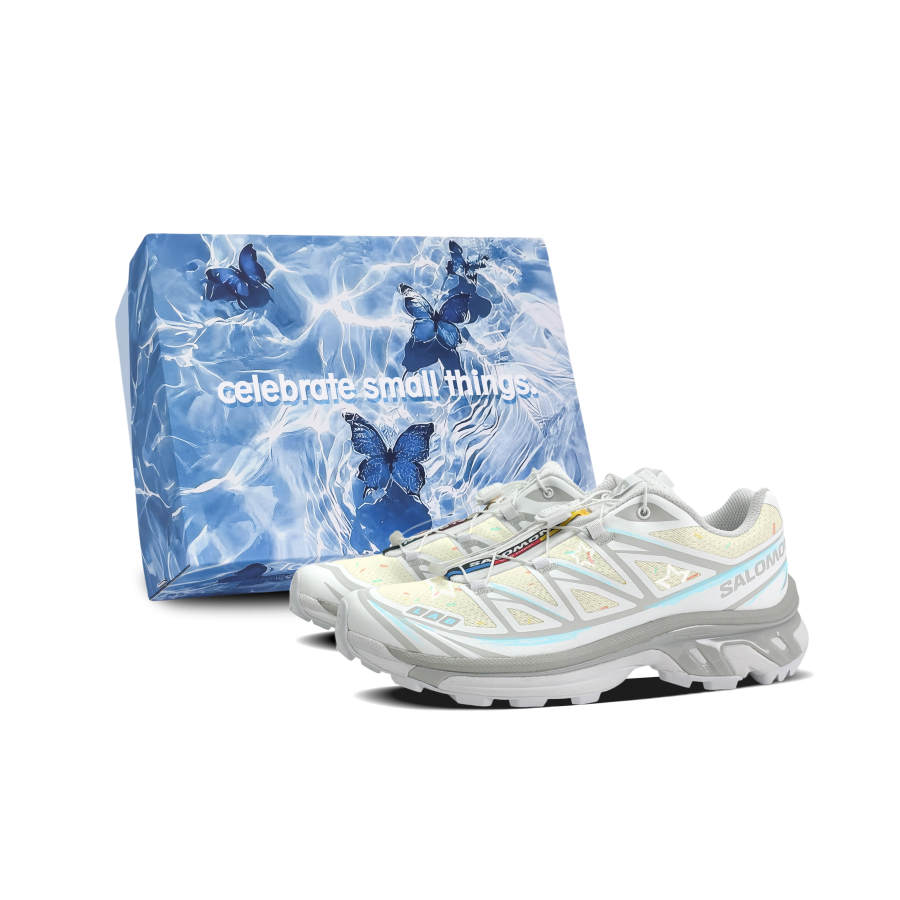 SALOMON XT 6 Mesh, Textile, Synthetic Leather Low top Running Shoes Unisex Yellow Blue White