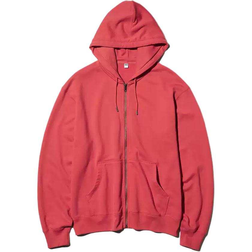 UNIQLO Sweatshirts Unisex Agate Red Crew Neck Moderate Cardigan