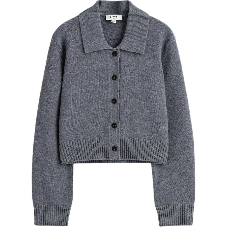 COS Sweaters Women's Gray Lapel Moderate Cardigan