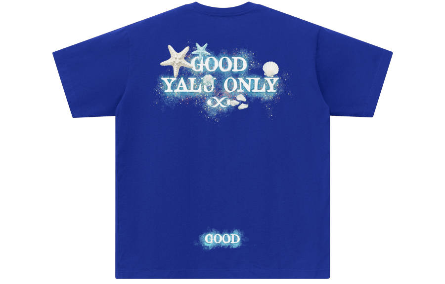 YALU T Shirts Unisex Klein Blue Crew Neck Moderate Straight Fit