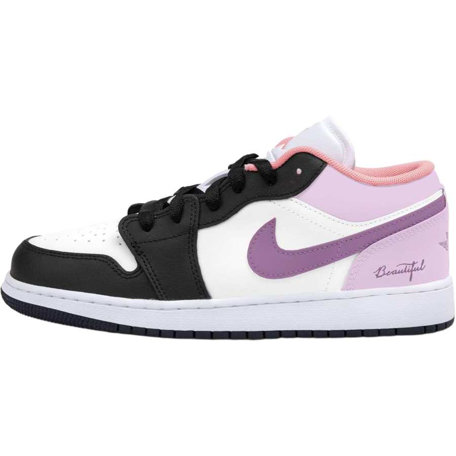 Jordan Jordan Air Jordan 1 Black Purple Heart Children's Basketball Shoes White Purple Teenagers