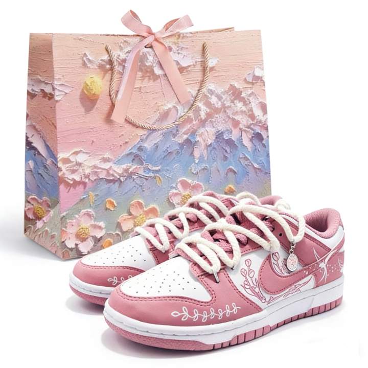 Nike Nike Dunk LOW Next Nature Leather Slip Resistant Abrasion Resistant Low top Skateboard Shoes Unisex Pink White