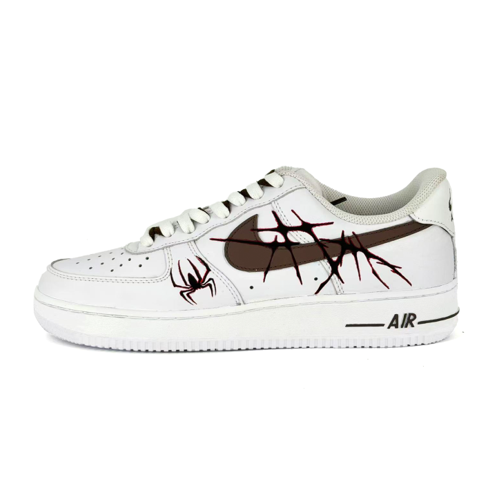 Nike Nike Air Force 1 Spider Shadow Leather Cushioning Abrasion Resistant Low top Skateboard Shoes Women's Black White