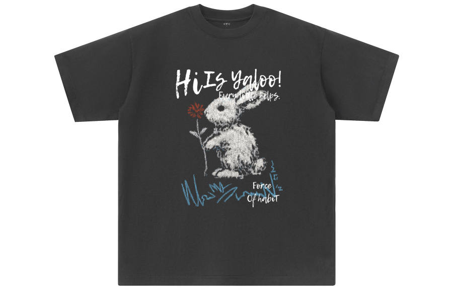 YALU T Shirts Unisex Dark Gray Crew Neck Moderate Straight Fit