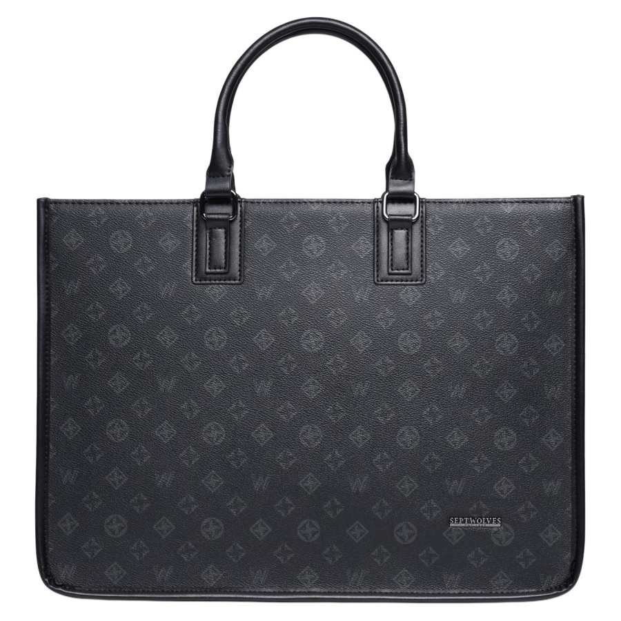 SEPTWOLVES Synthetic Leather Handbag Large Men's Black Gray