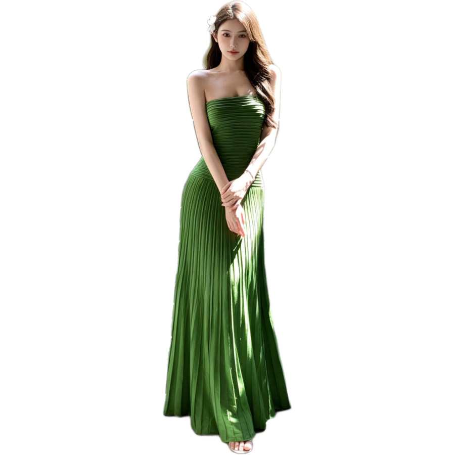 JBBCN Sleeveless Dresses Women's Green Boat Neck Moderate Long