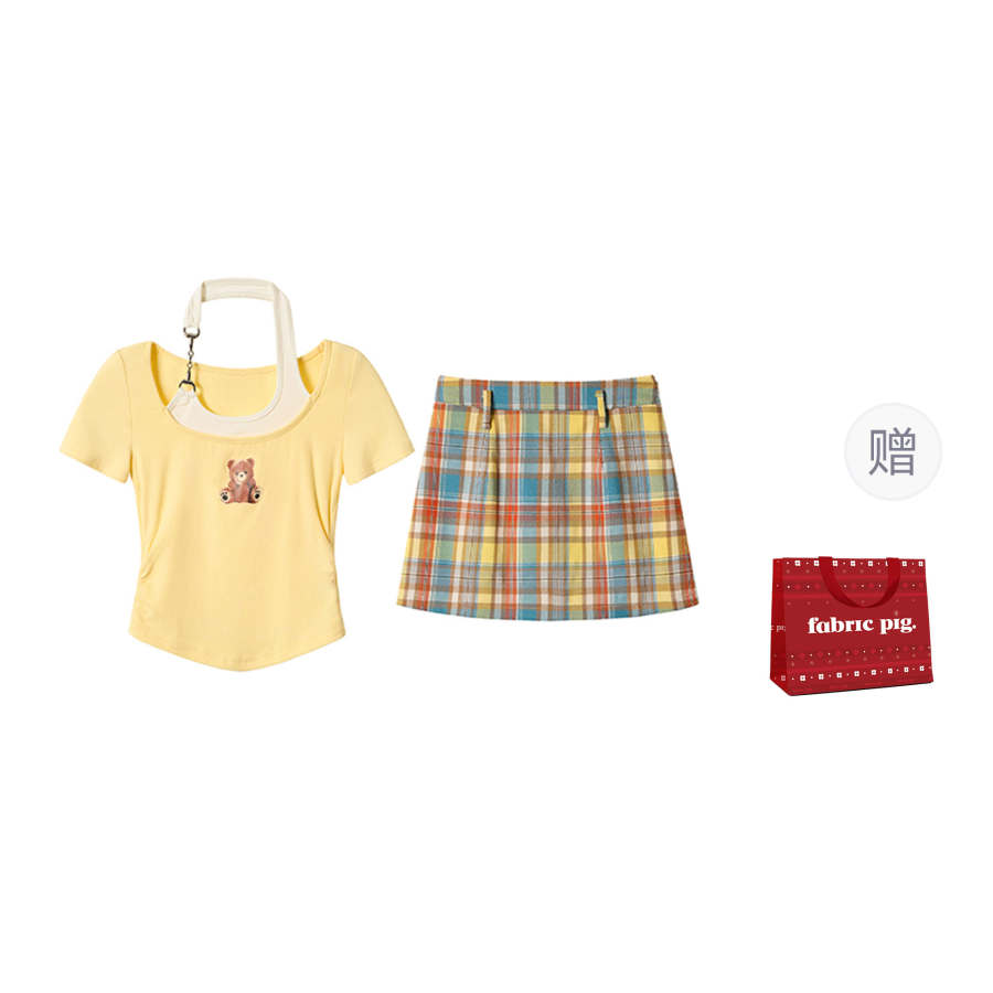 Fabric Pig Women's Skirt Set Women's Bear