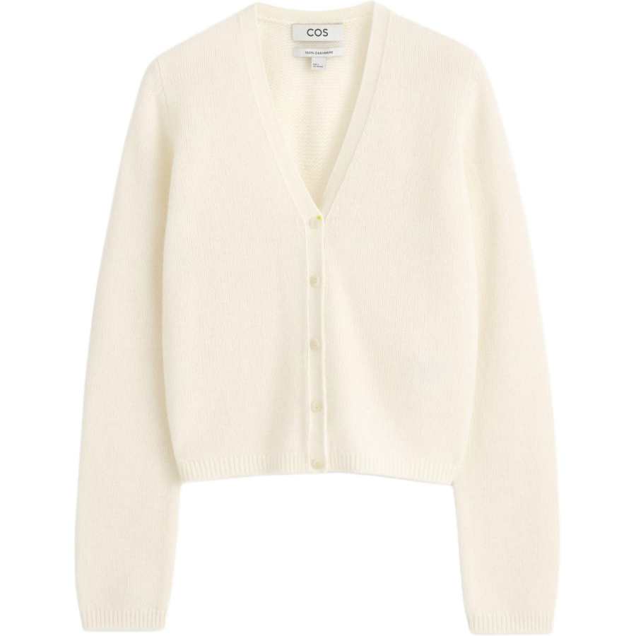COS Cashmere Sweaters Women's Cream White V Neck Moderate