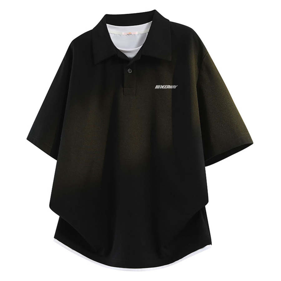 DEERWAY Polo Shirts Unisex Polo Collar Moderate Mock Two Piece