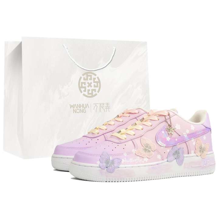 Nike Nike Air Force 1 Vanity Dance, Sakura Butterfly Dance, Shopping Bag Abrasion Resistant Low top Skateboard Shoes Women's