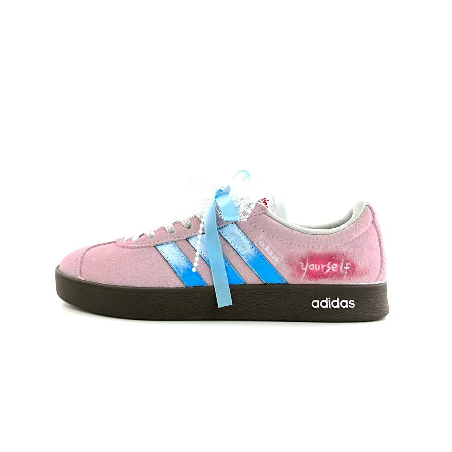 Adidas Adidas VL COURT 2.0 Skateboard Shoes Unisex Low Top Blue Pink