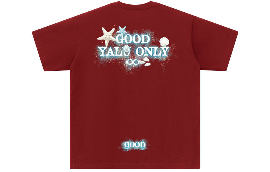 YALU T Shirts Unisex Burgundy Crew Neck Moderate Straight Fit