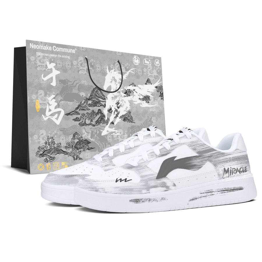 Li-Ning Li Ning Floating Boat Abrasion Resistant Breathable Low top Skateboard Shoes Unisex White Gray