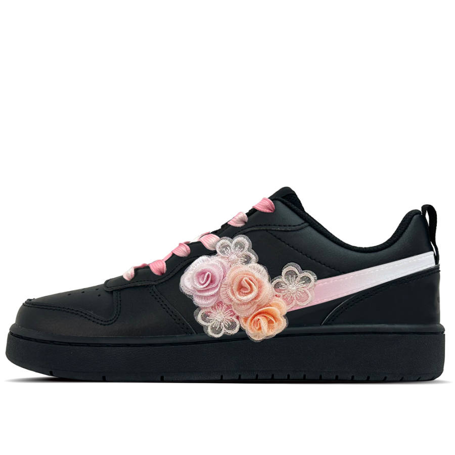 Nike Nike Court Borough Soft Matte Floral 5 Leather Low top Kids' Skateboarding Shoes Black Teenagers