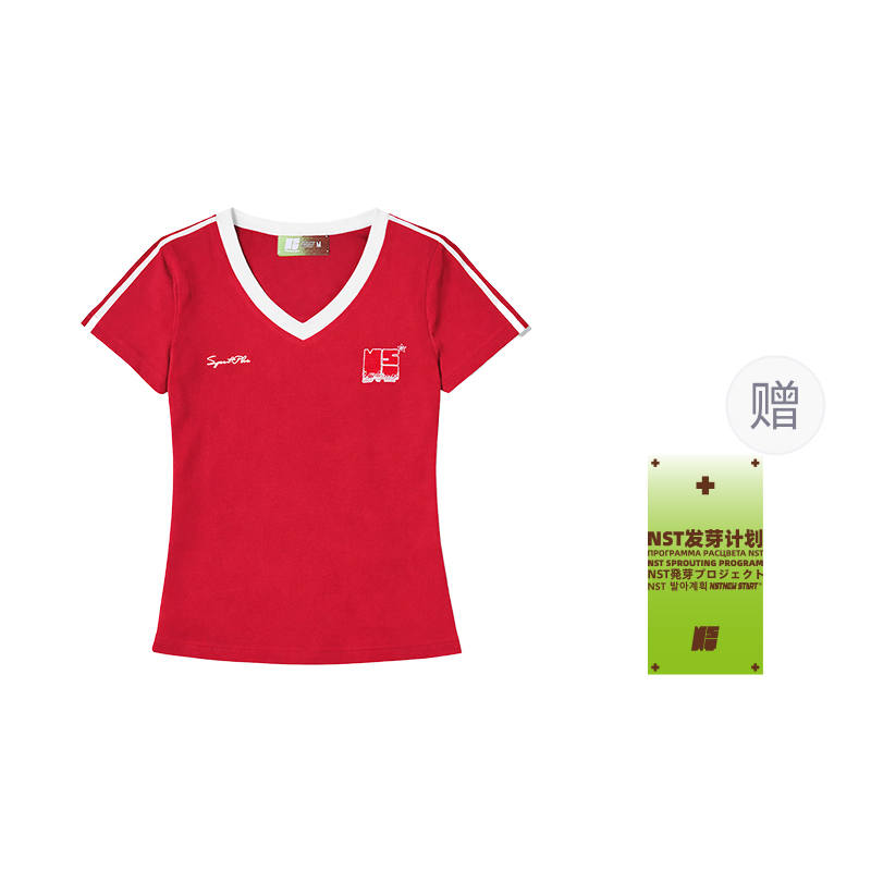 NSTNEW START T Shirts Women's V Neck Thin Straight Fit
